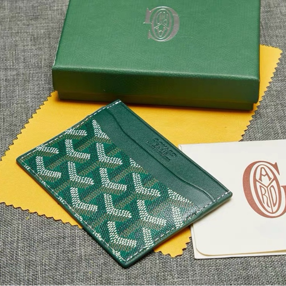 Green Goyard Card holder wallet